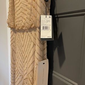 Adrianna Papell Blouson Beaded Gown Champ/Gold